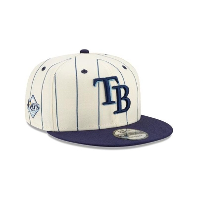 White Tampa Bay Rays Hat - New Era MLB Pinstripe 9FIFTY Snapback Caps USA8132569